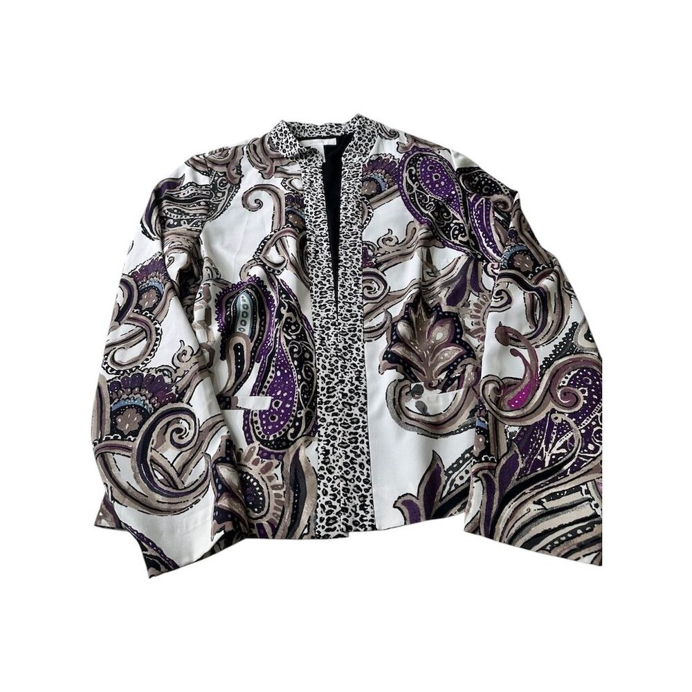 Chico's Women's Paisley Print Jacket Purple Size 0 Long Sleeve Shoulder … - Picture 5 of 14